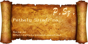 Pethely Szimóna névjegykártya